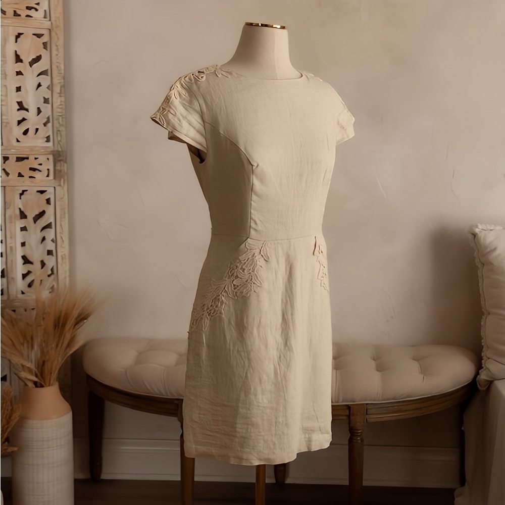 EUC Kensie 100% Linen & Lace Detail Mini Dress (Size 10)